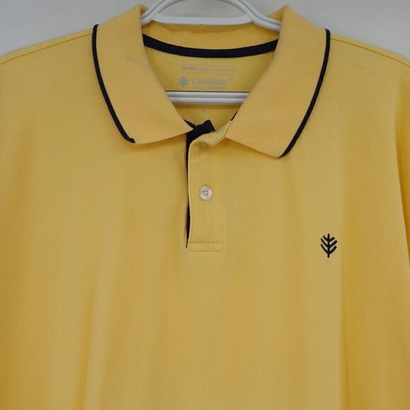 Coolibar UPF 50+ Yellow Polo Shirt Men's XL Short Sleeve Breathable Summer Beach - Picture 3 of 8